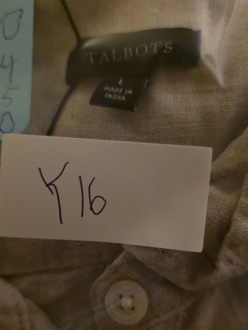 Talbots Cream Natural 100% Linen Shirt Size Large